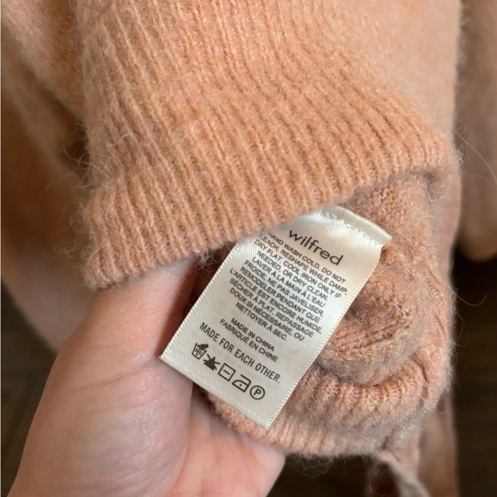 Wilfred Aritzia Lorin Alpaca Blend Turtleneck Tie Sweater Size Small - Picture 4 of 6